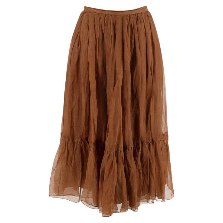 Rochas Brown Silk Chiffon Ballet Skirt - US 4 For Sale
