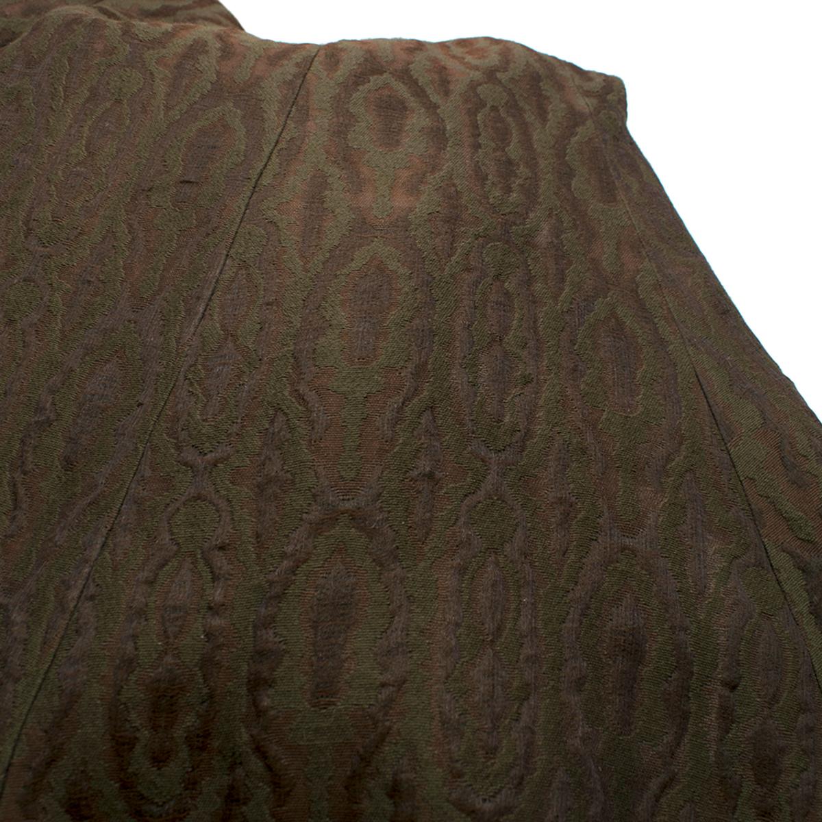 Rochas Chocolate Brown & Green Wool & Silk Jacquard Fishtail Gown US 4 2
