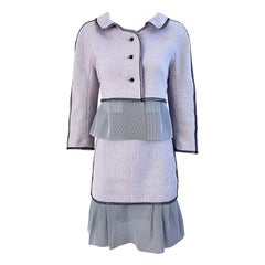 Rochas Couture Runway Autunno 2004 Viola chiaro Nero Taglia 40 - 6 / 8 Gonna Abito