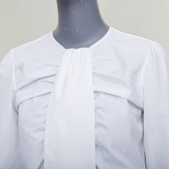 ROCHAS cremefarbene Bluse mit gerafftem Halsausschnitt und Puffärmeln IT38 XS