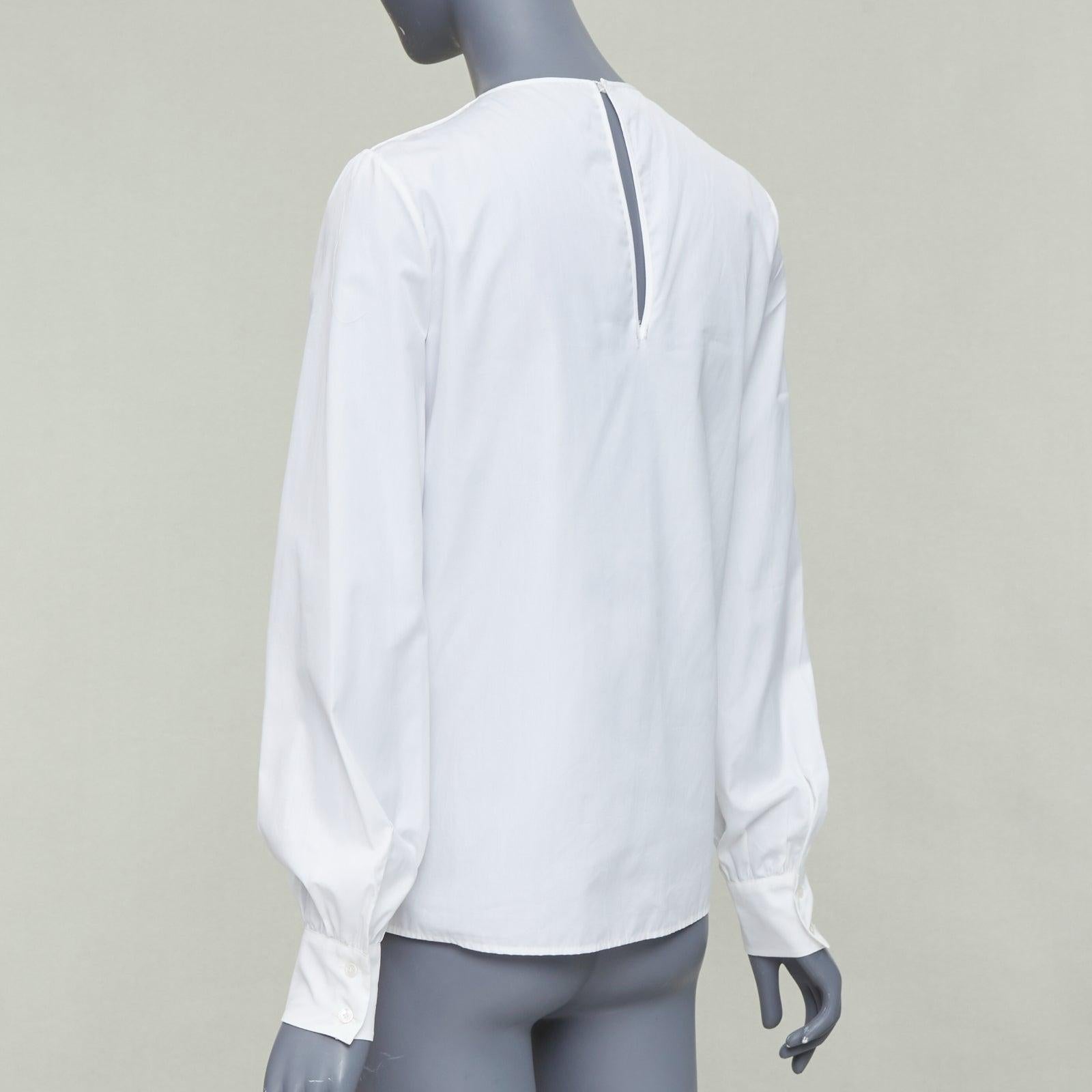Rochas crema: camicetta con collo a fiocco e maniche a sbuffo IT38 XS in vendita 1