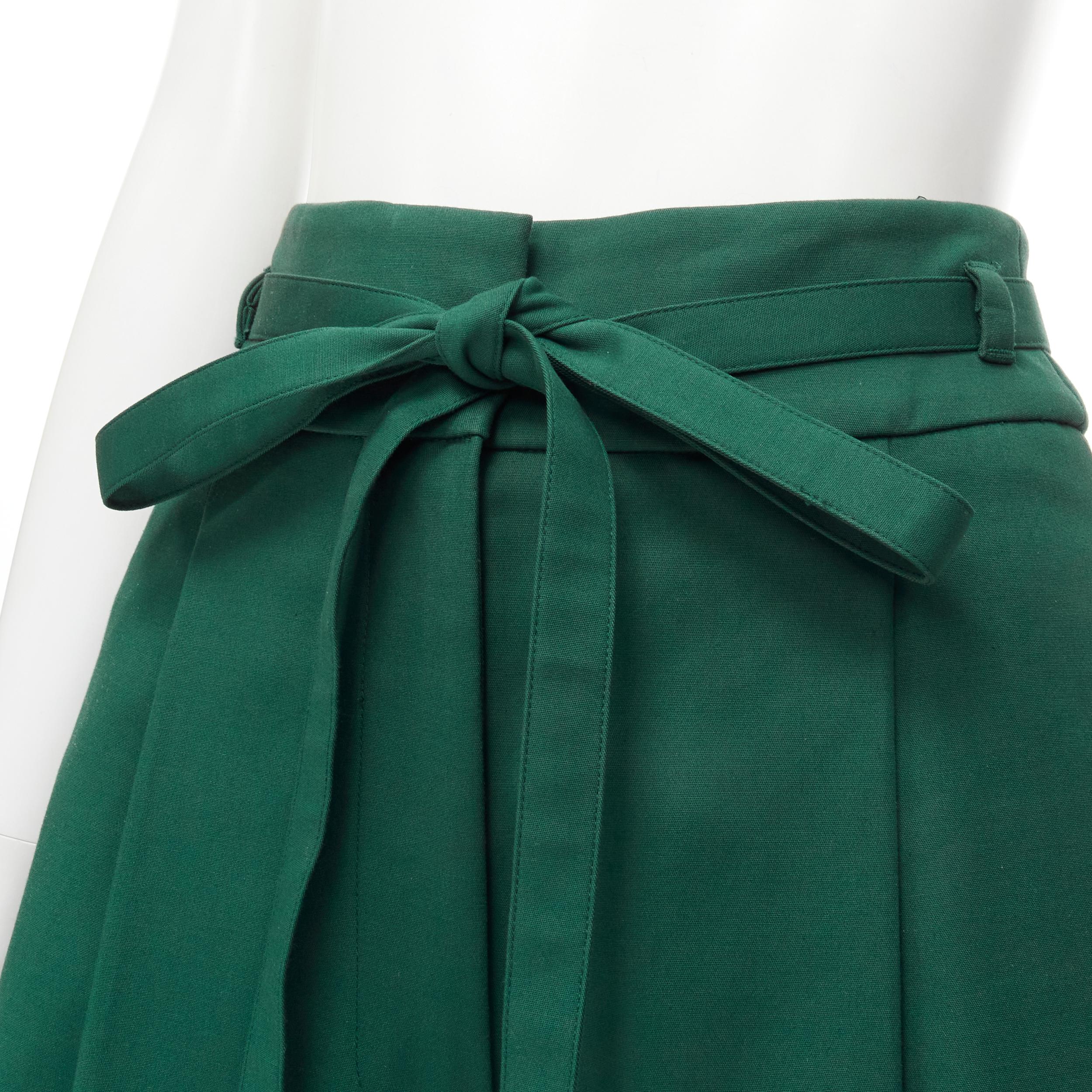 ROCHAS dark green cotton blend flared back vest wide leg pants FR38 S For Sale 5