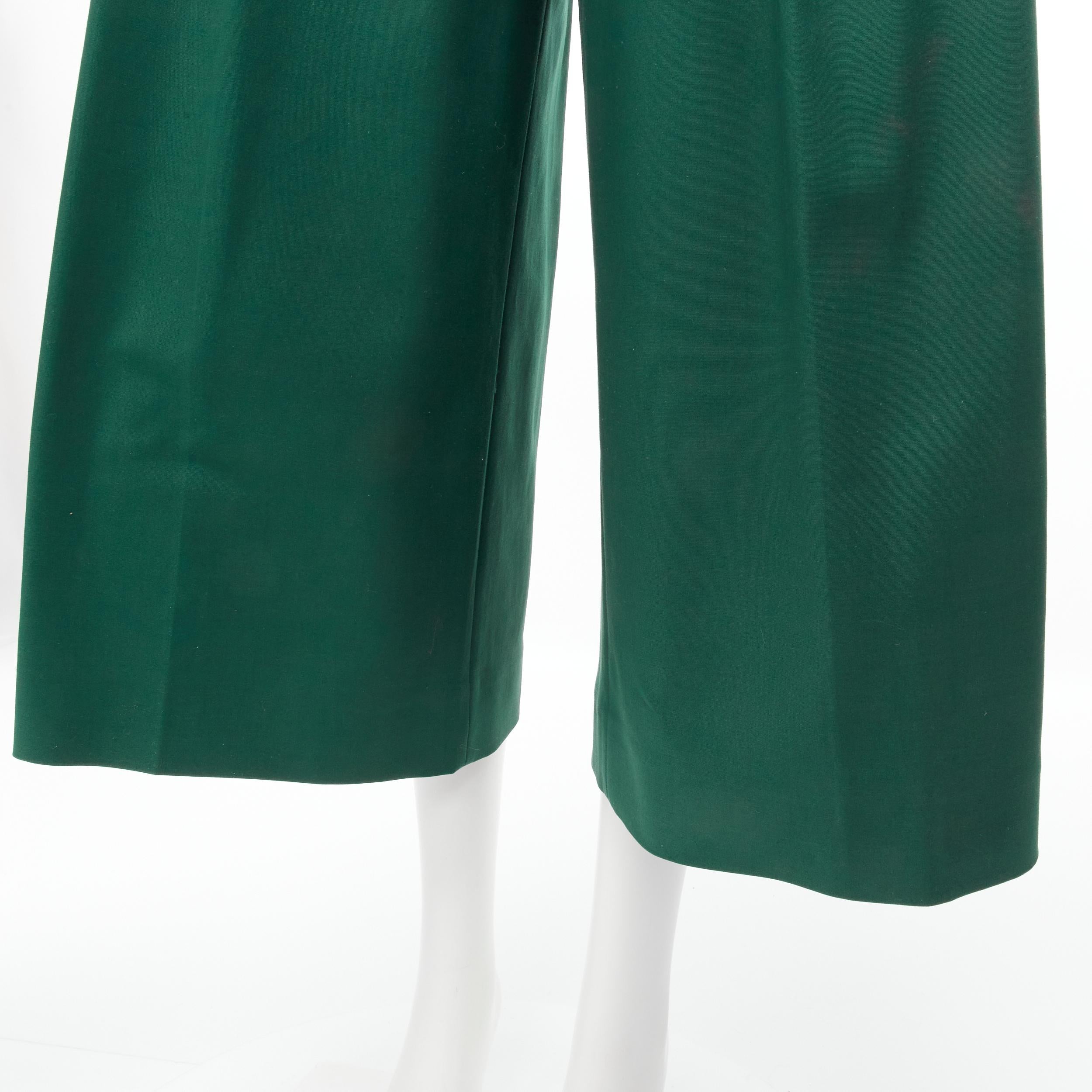 ROCHAS dark green cotton blend flared back vest wide leg pants FR38 S For Sale 6