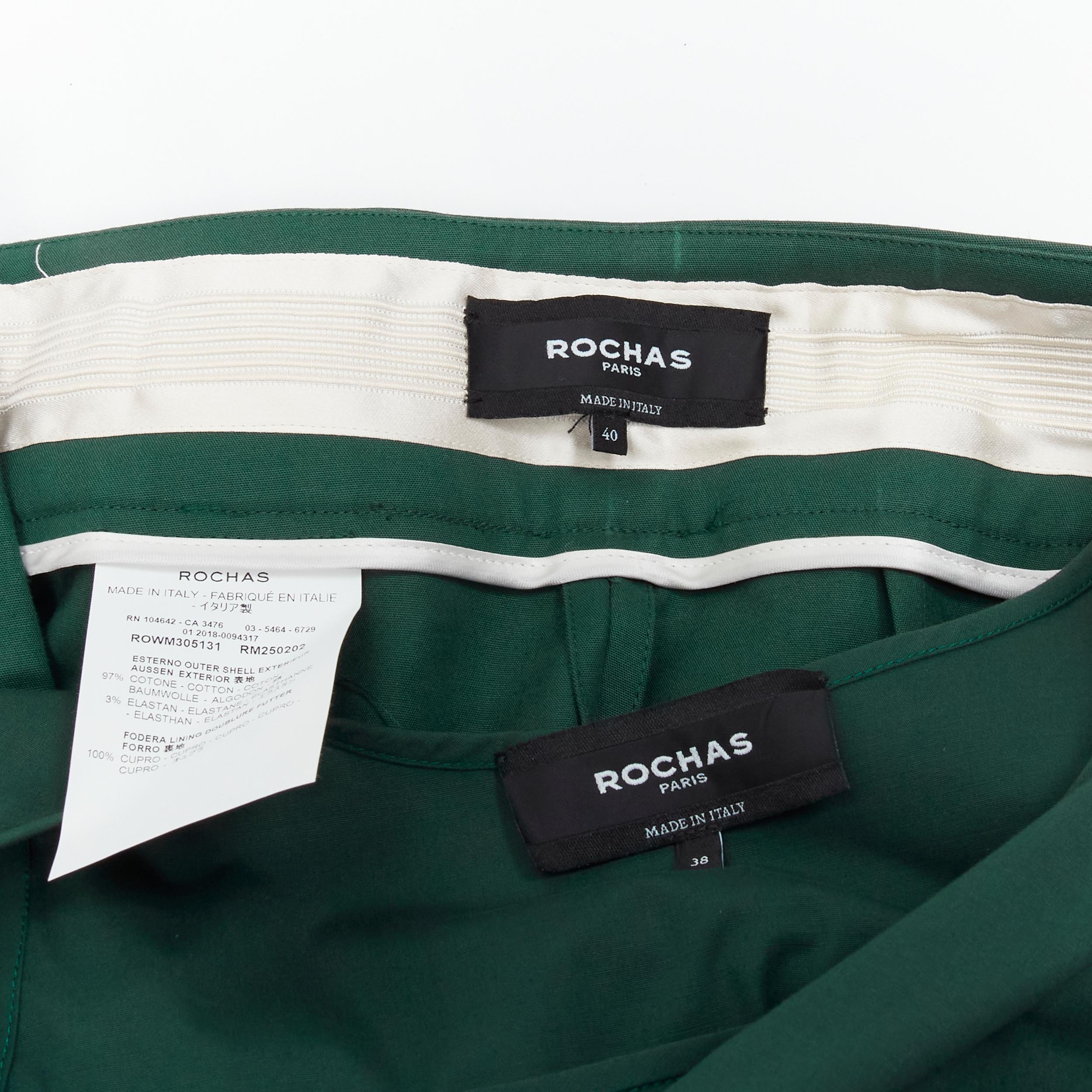 ROCHAS dark green cotton blend flared back vest wide leg pants FR38 S For Sale 7