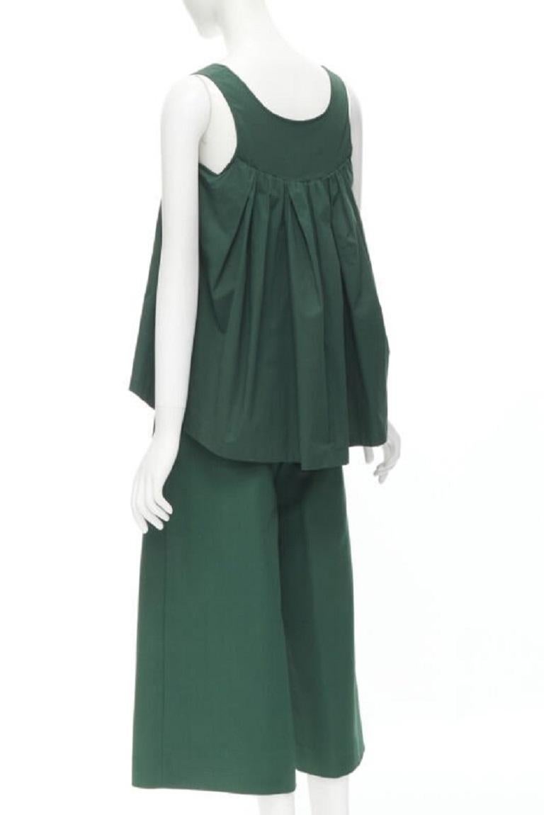ROCHAS dark green cotton blend flared back vest wide leg pants FR38 S For Sale 1