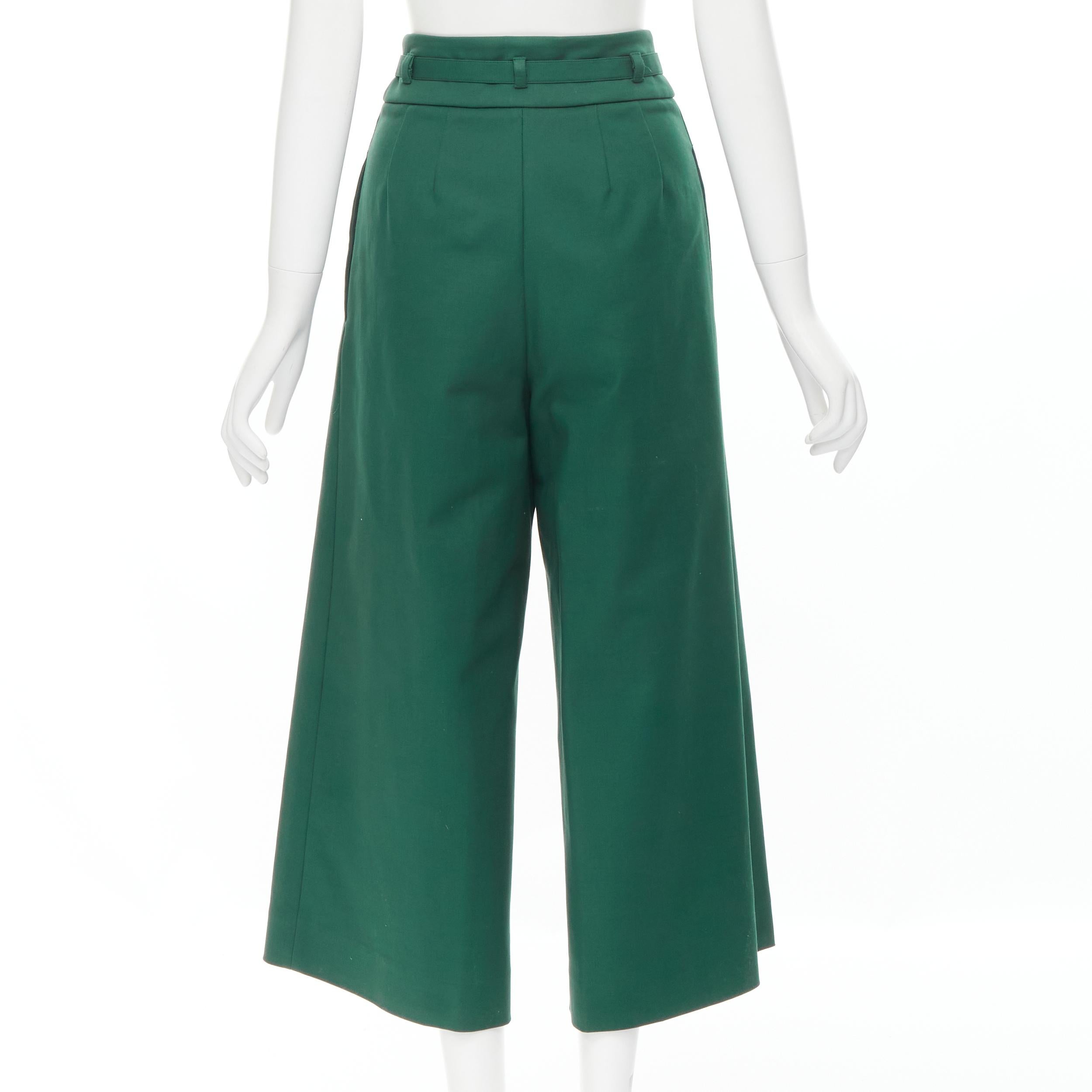 ROCHAS dark green cotton blend flared back vest wide leg pants FR38 S For Sale 4