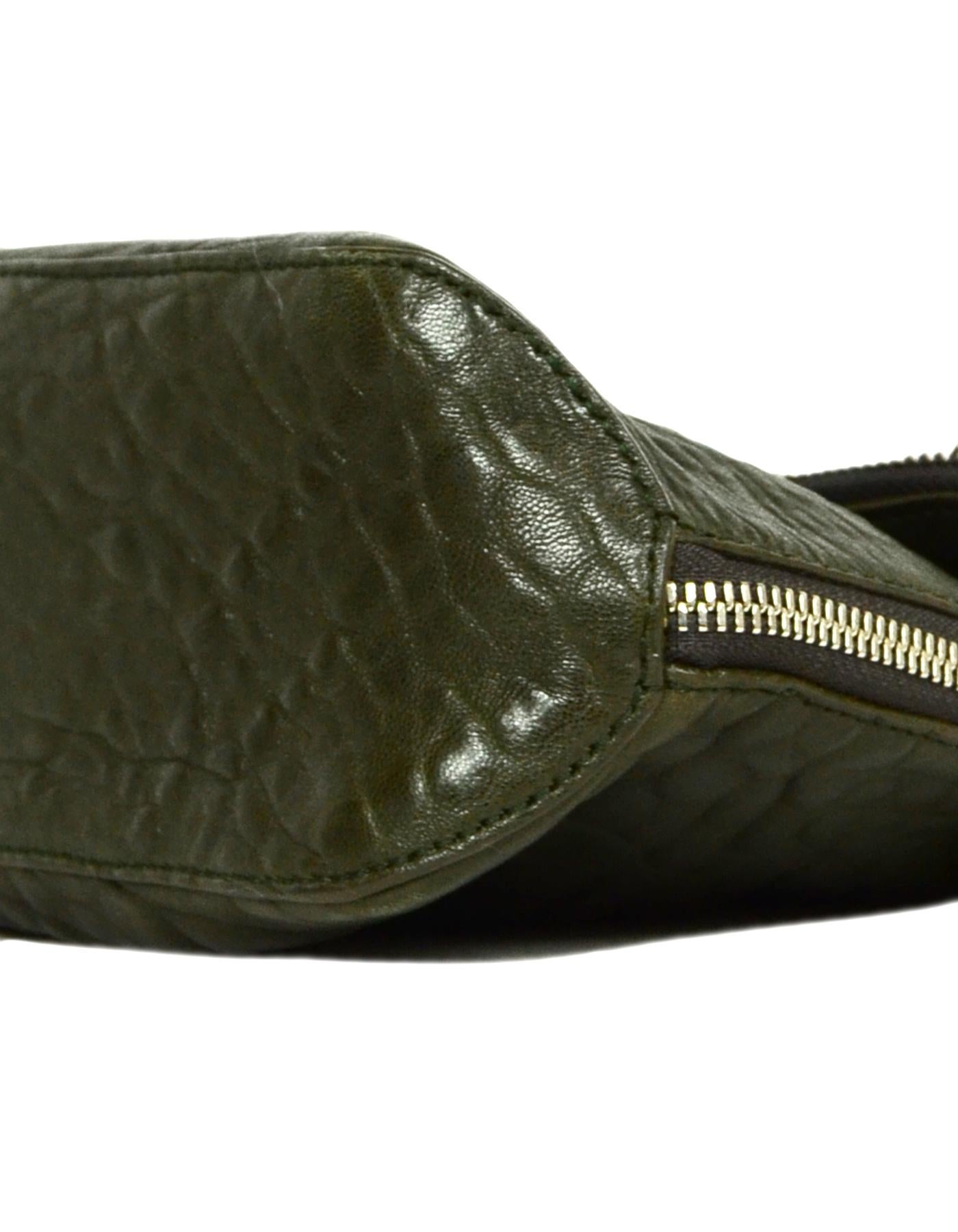 dark green leather clutch