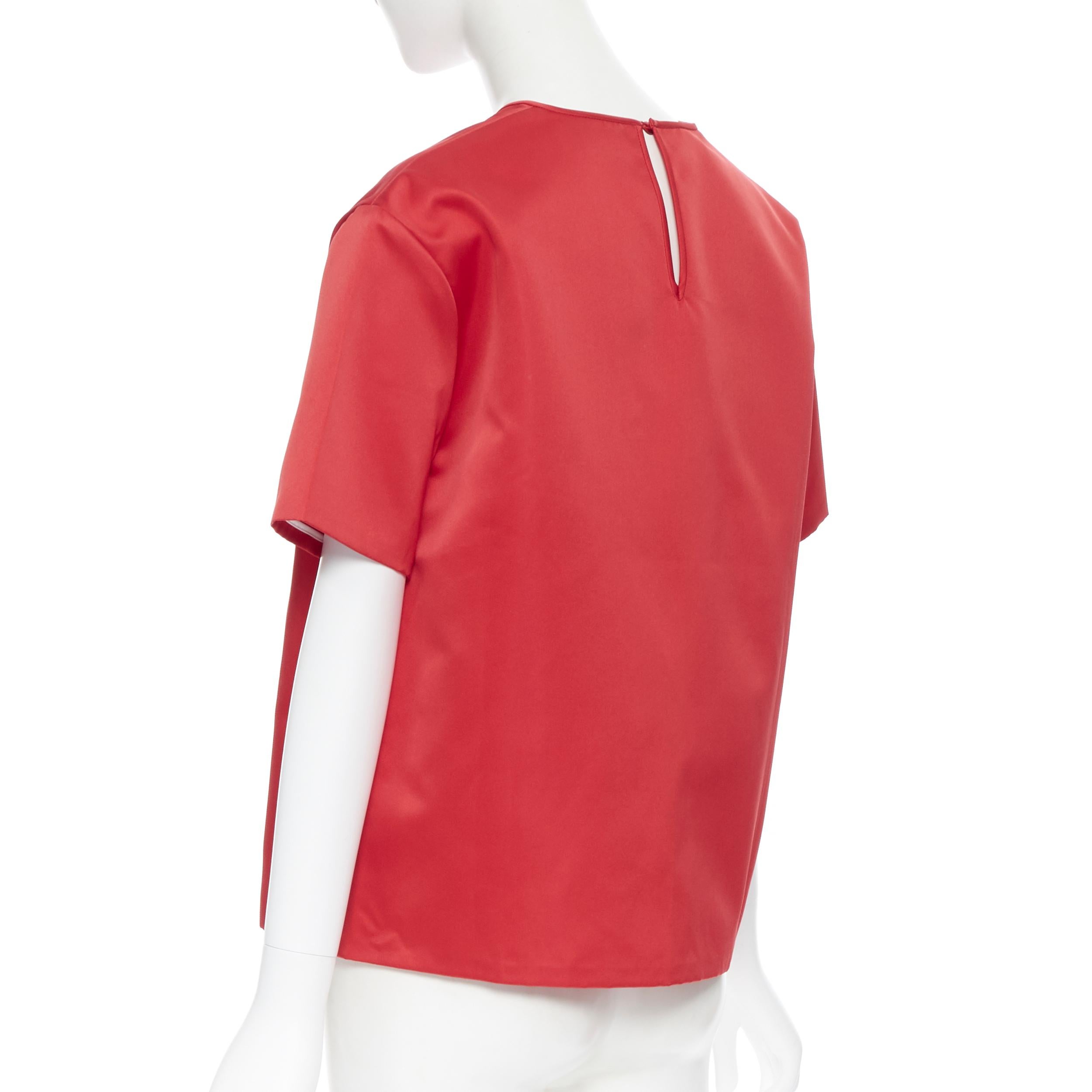 Women's ROCHAS dragonfly crystal embellished red polyester short sleeve boxy top IT38 XS