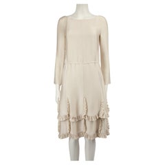 Rochas Ecru Ruffle Long Sleeve Dress Size M