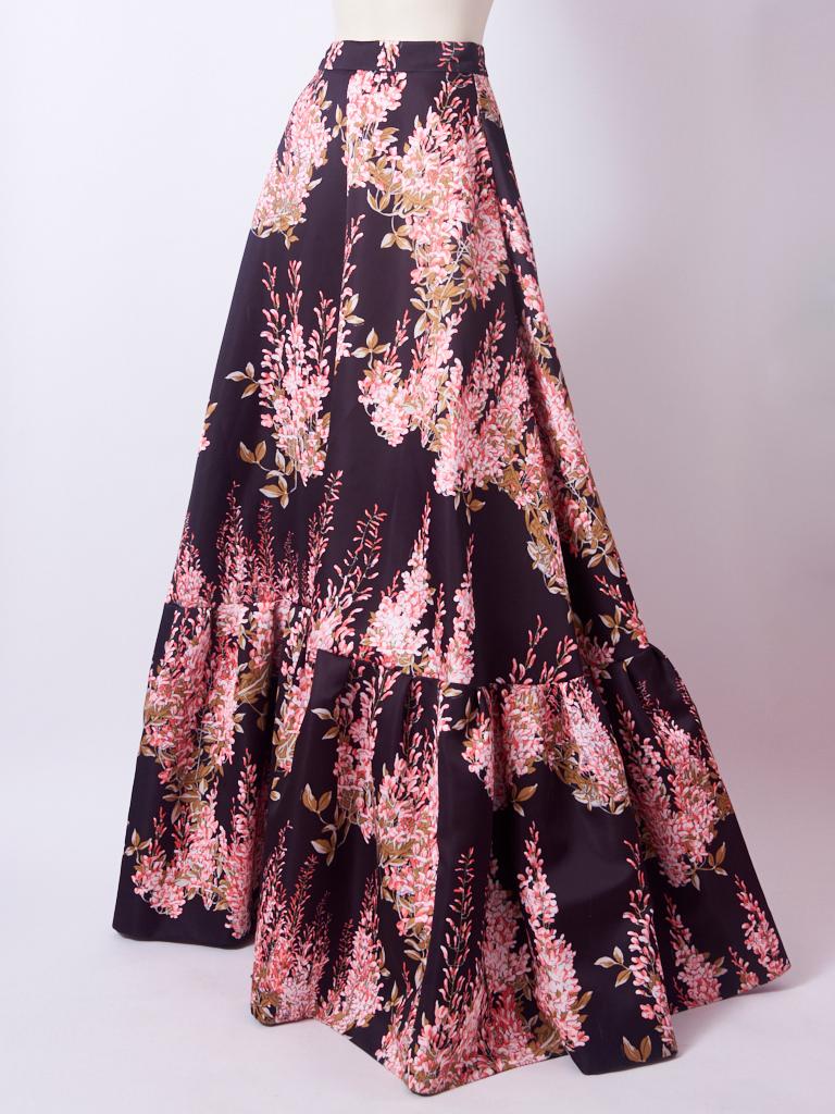 Black Rochas Floral Evening Skirt  For Sale