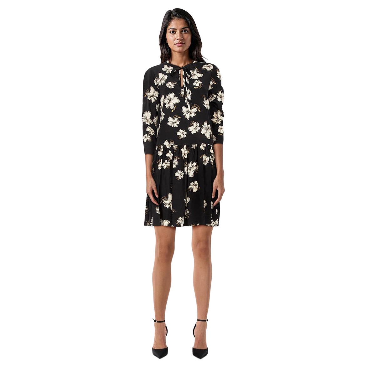 Rochas Floral Silk Long Sleeve Dress Size S