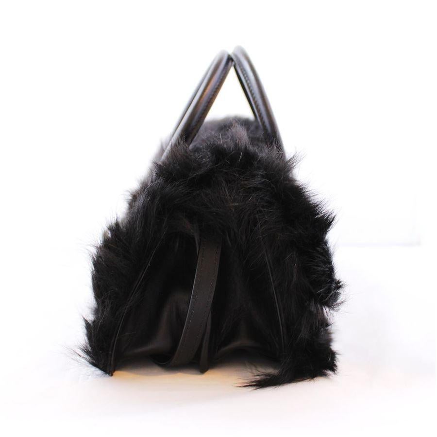 Black Rochas Fur and Leather Bag