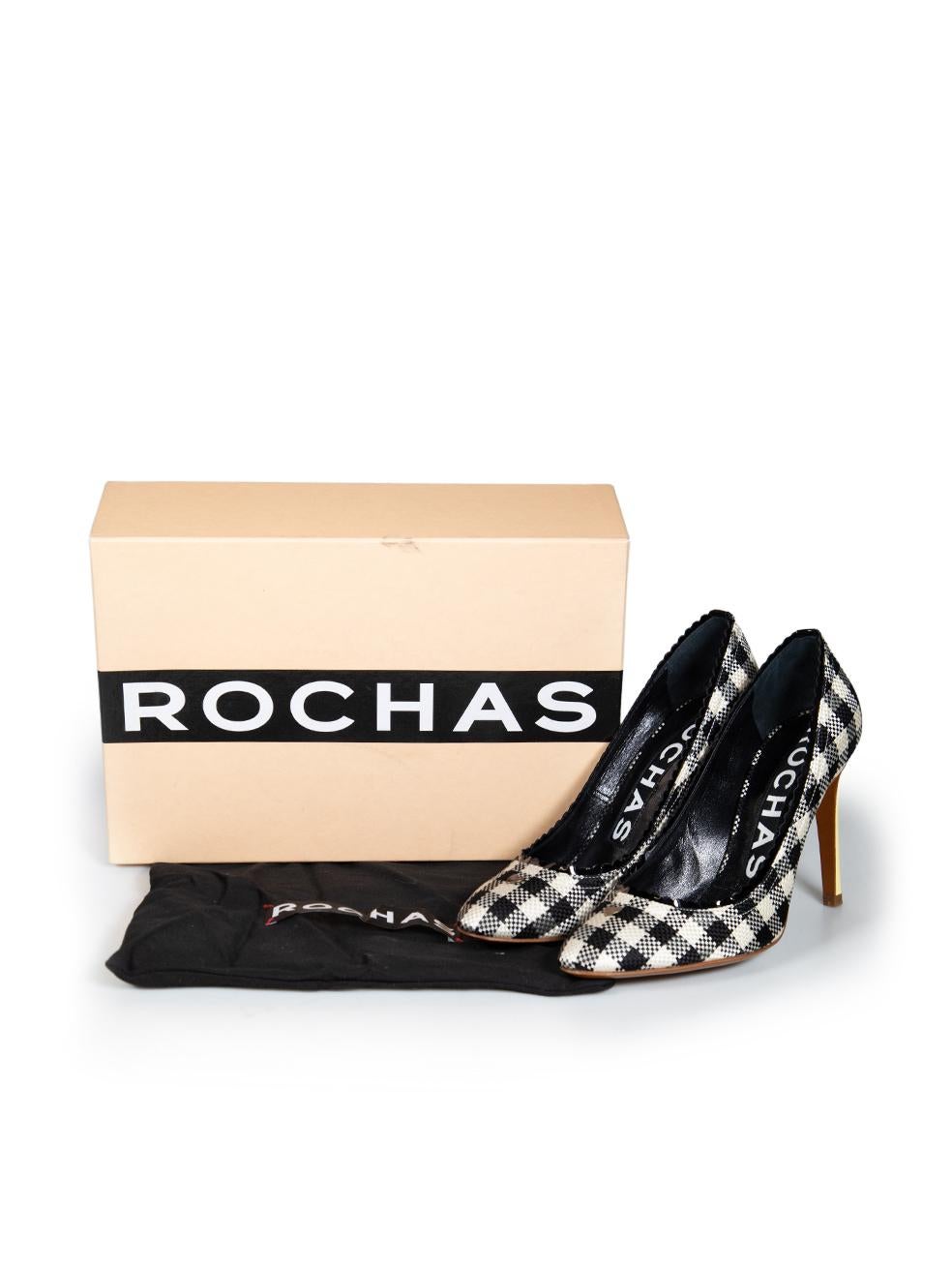 Rochas Gingham Print Woven Pumps Size IT 37.5 For Sale 5