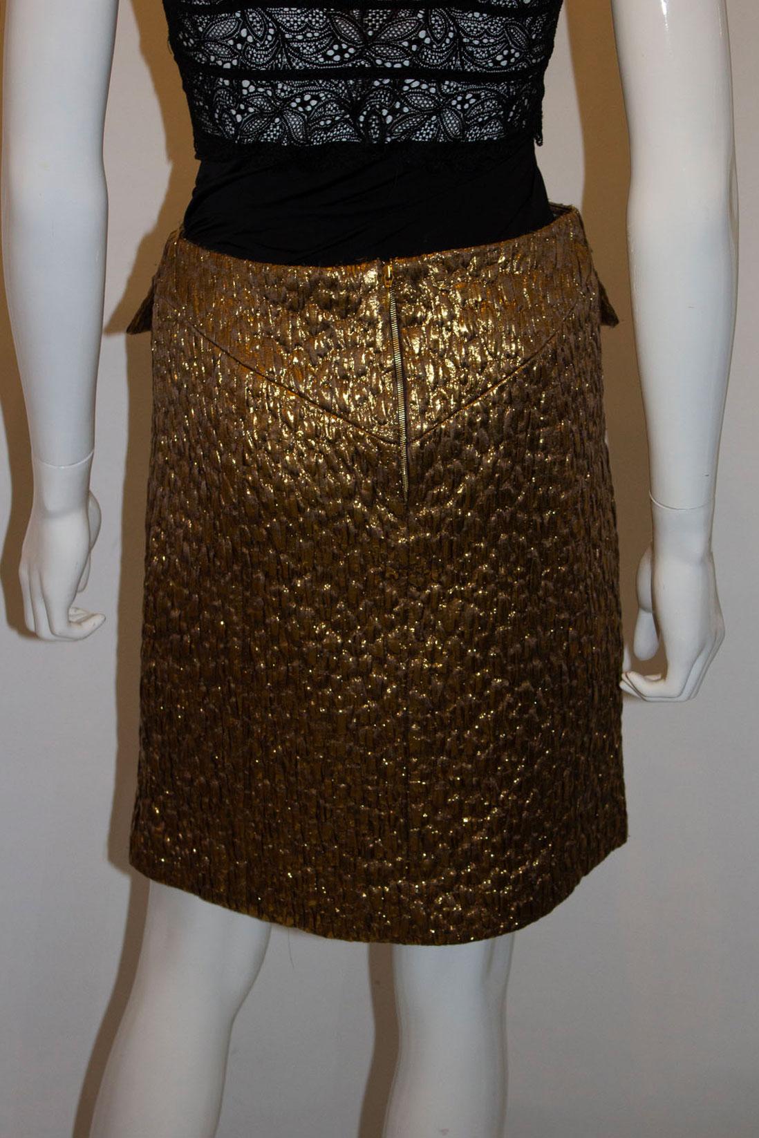 Black Rochas Gold Quilted Skirt For Sale