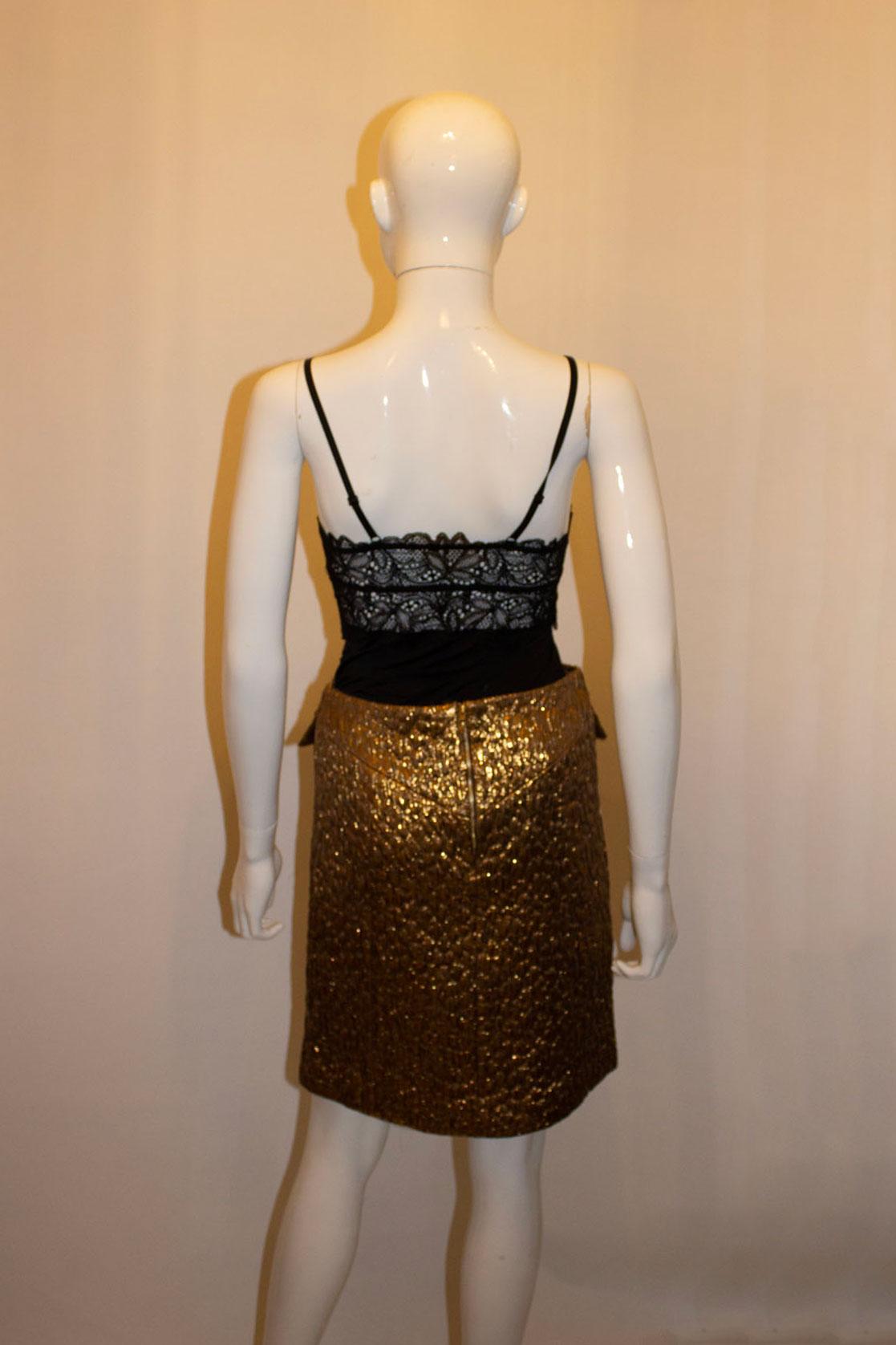 Rochas Gold Quilted Skirt In Good Condition For Sale In London, GB