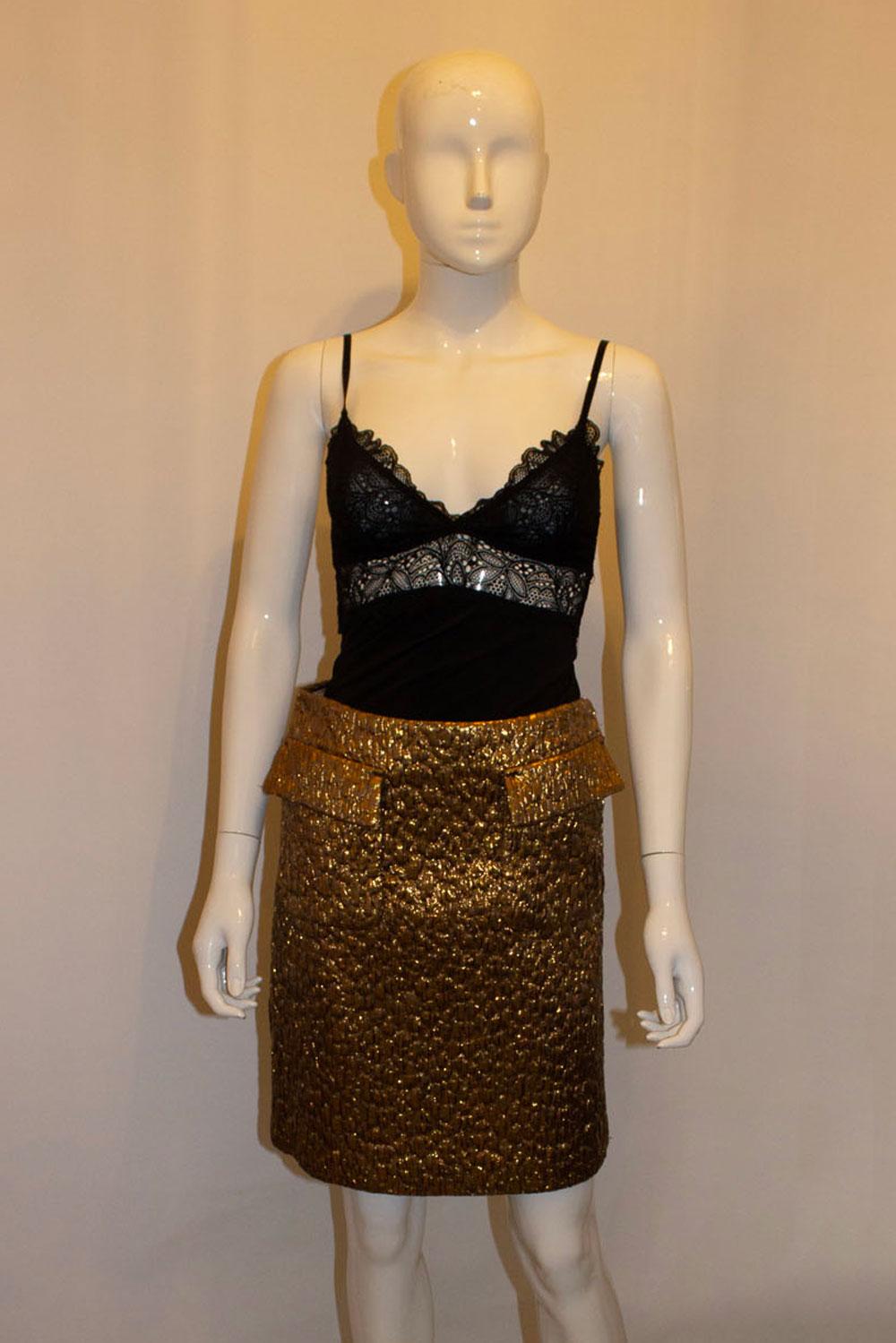 Women's or Men's Rochas Gold Quilted Skirt For Sale