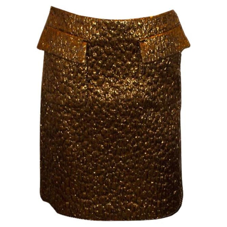 Rochas Gold Quilted Skirt For Sale at 1stDibs