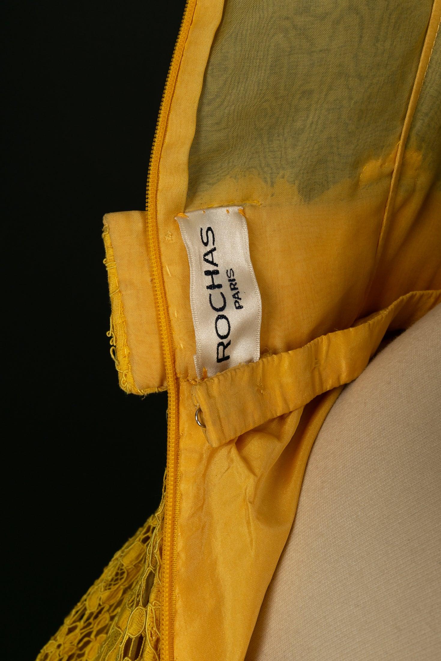 Rochas Haute Couture Dress and Bolero in Organza and Yellow Guipure For Sale 6
