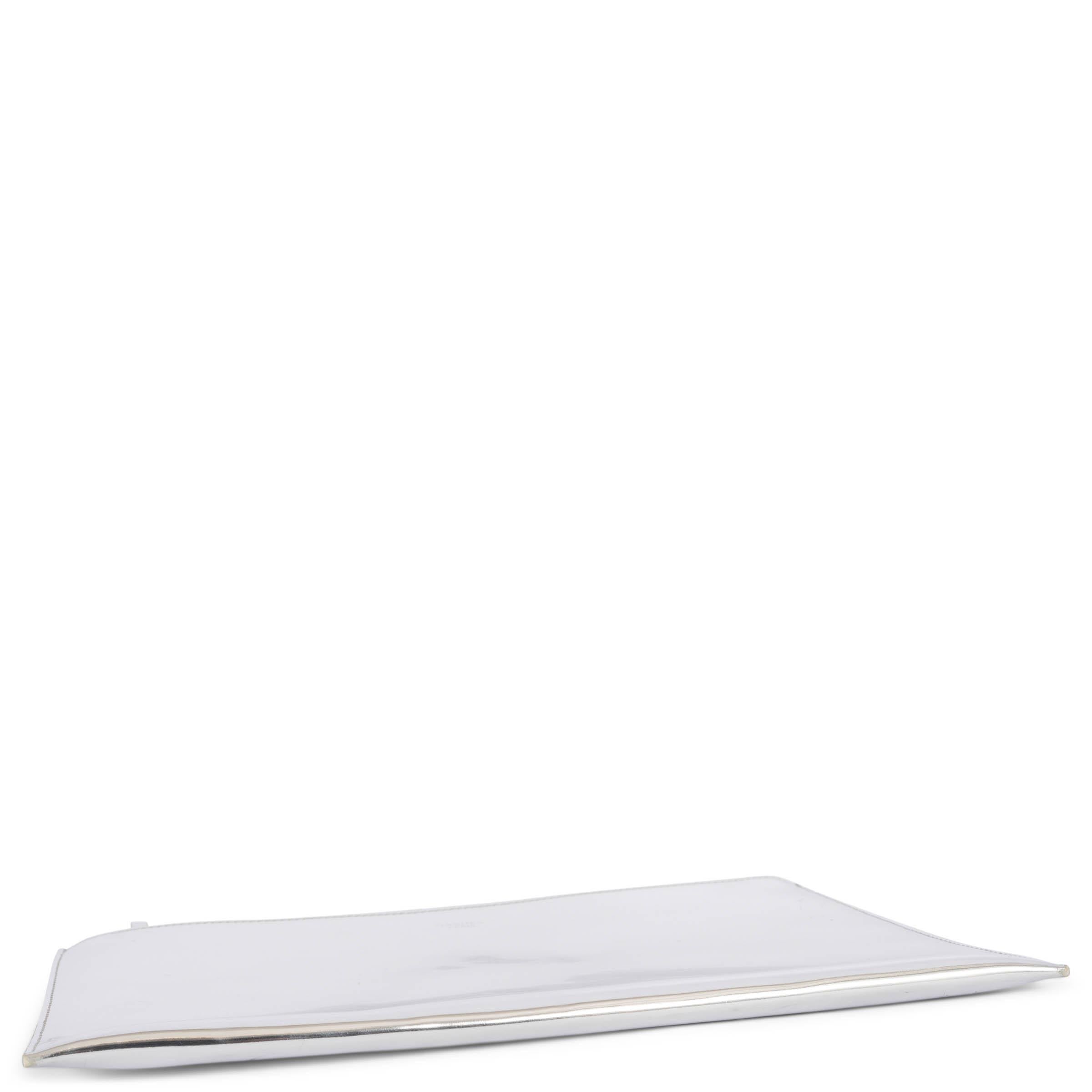 Women's ROCHAS metallic silver leather ZIP Clutch Bag For Sale