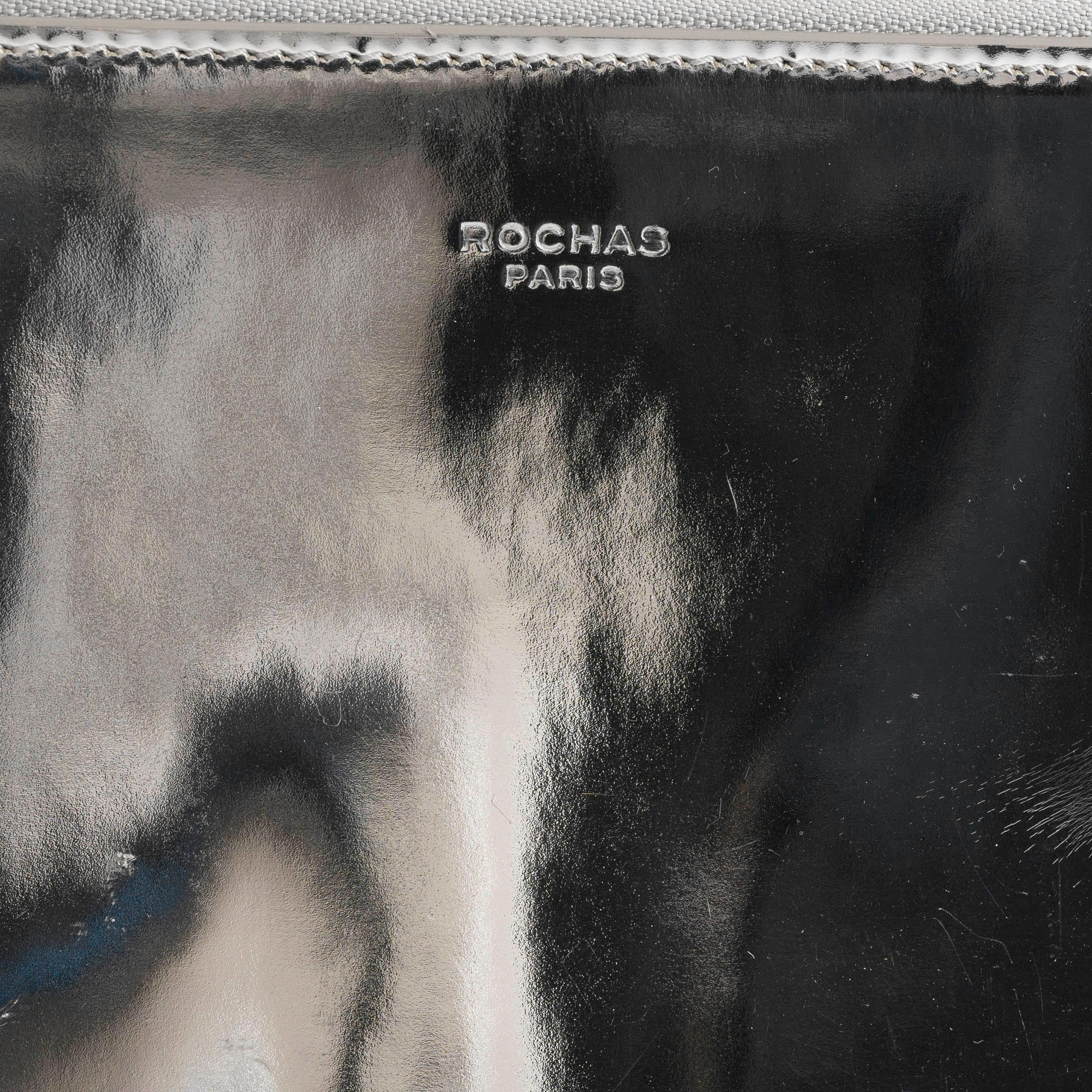 ROCHAS metallic silver leather ZIP Clutch Bag For Sale 3