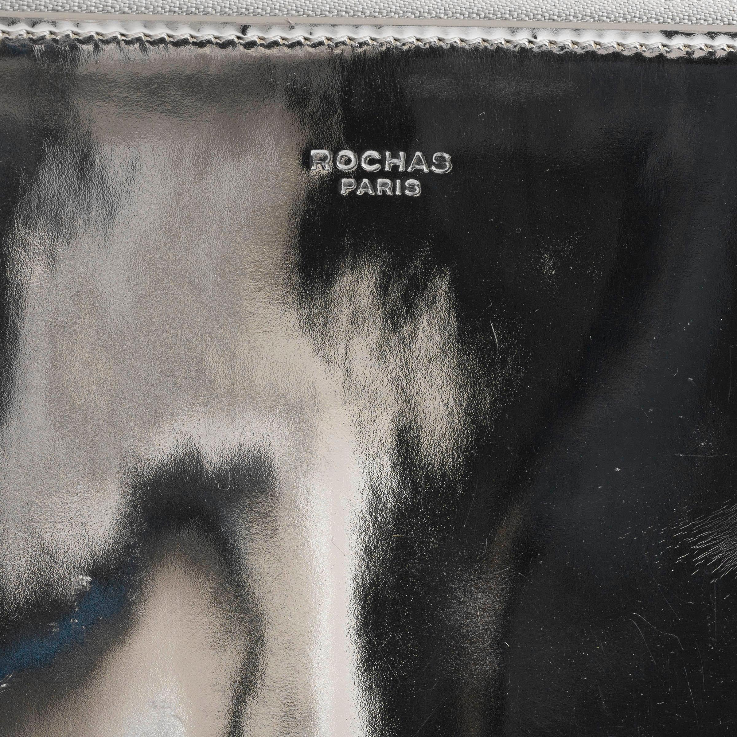 ROCHAS metallic silver leather ZIP Clutch Bag For Sale 2