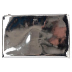 ROCHAS metallic silver leather ZIP Clutch Bag