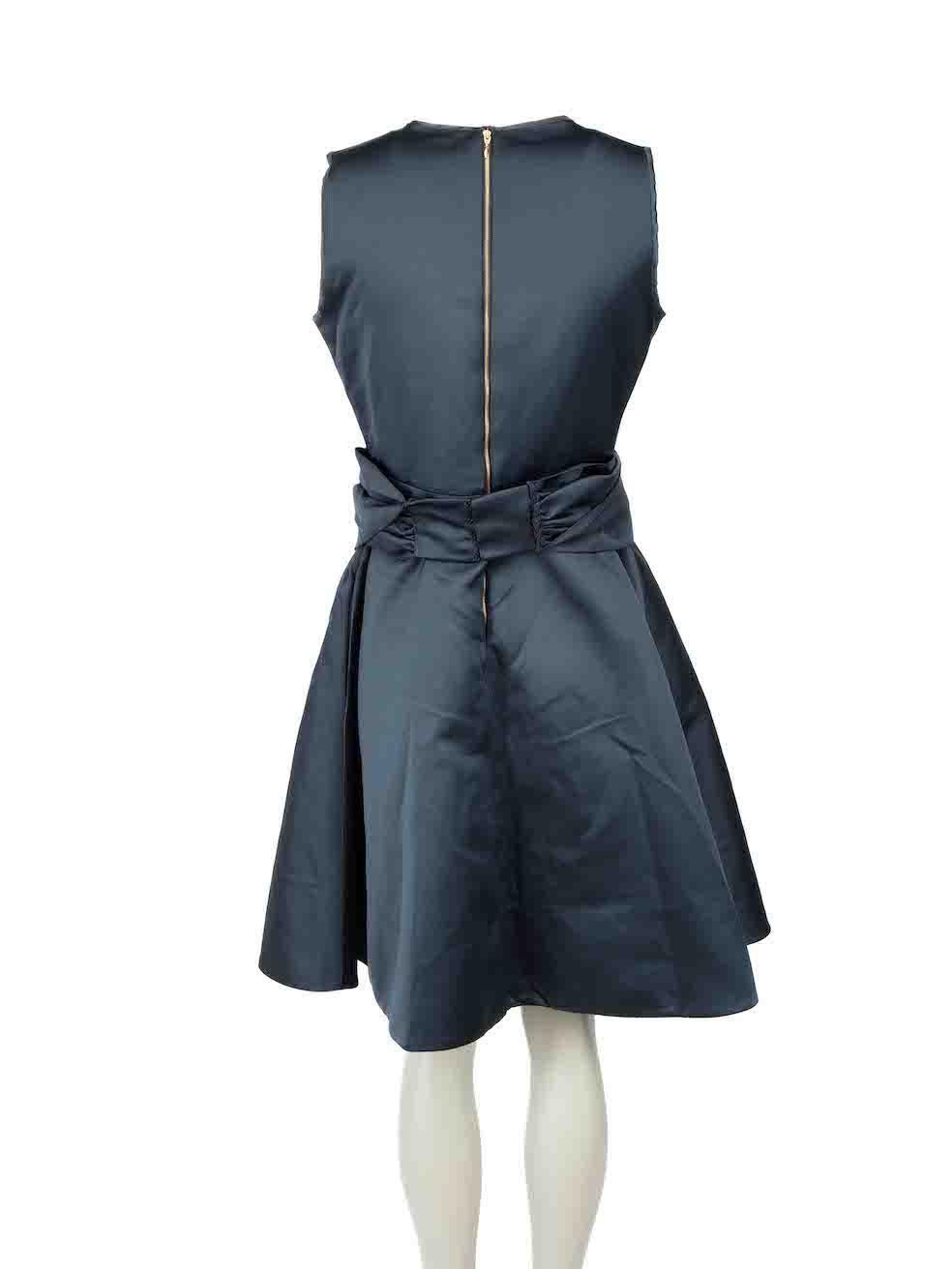 Rochas Navy Belted Mini Dress Size M In Excellent Condition For Sale In London, GB