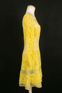 Rochas Organza and Yellow Lace Dress