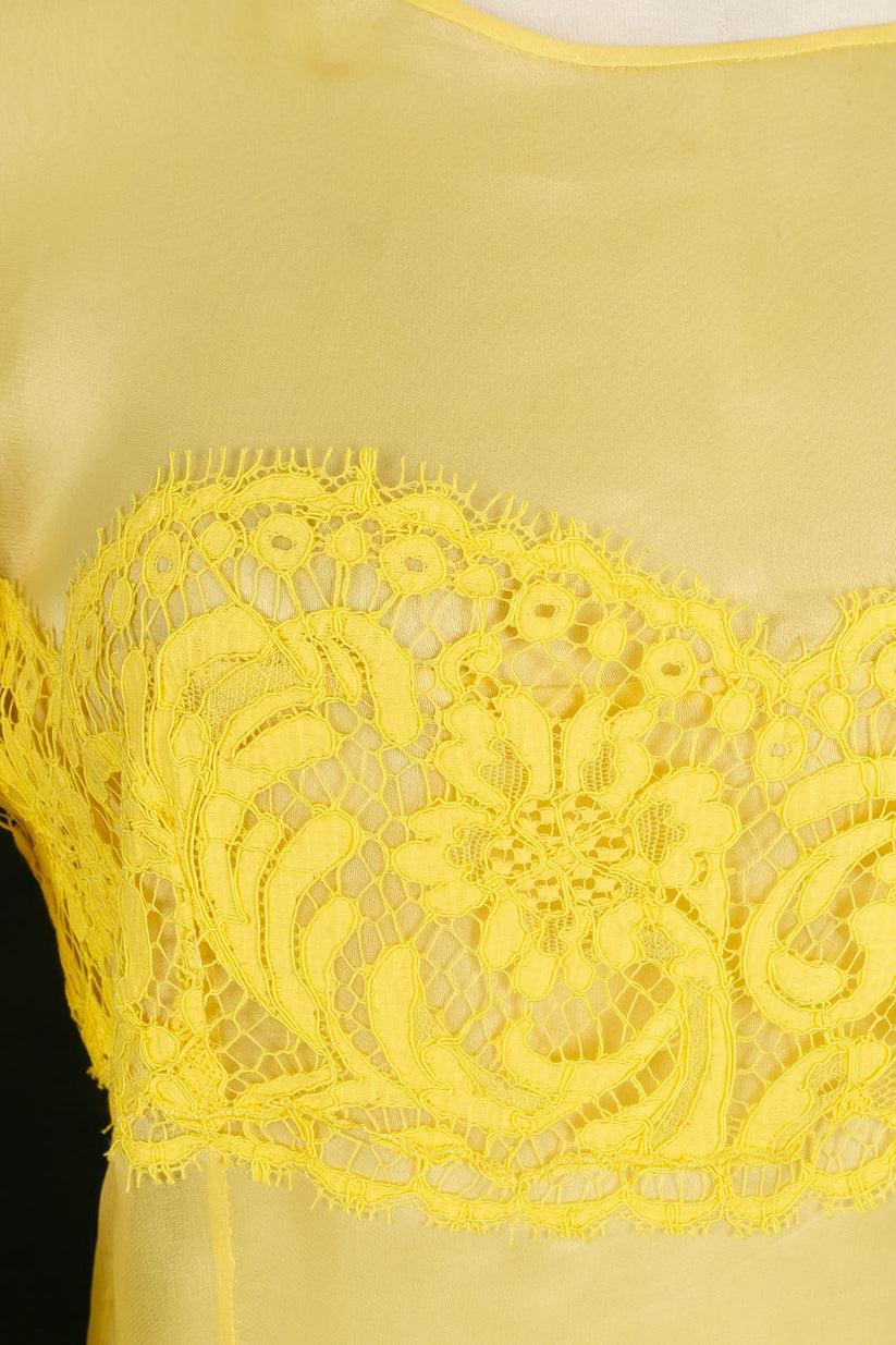 Rochas Organza and Yellow Lace Dress For Sale 1