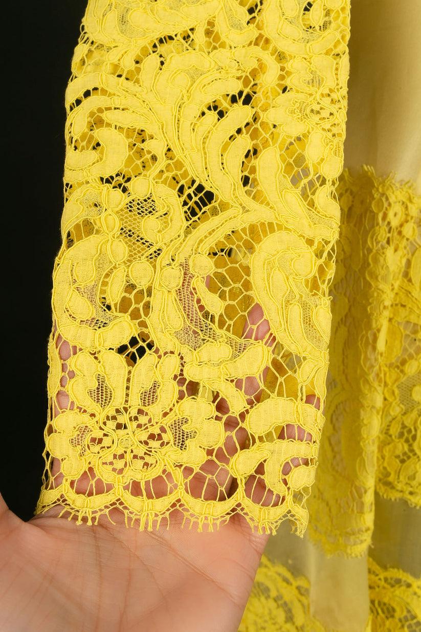 Rochas Organza and Yellow Lace Dress For Sale 2