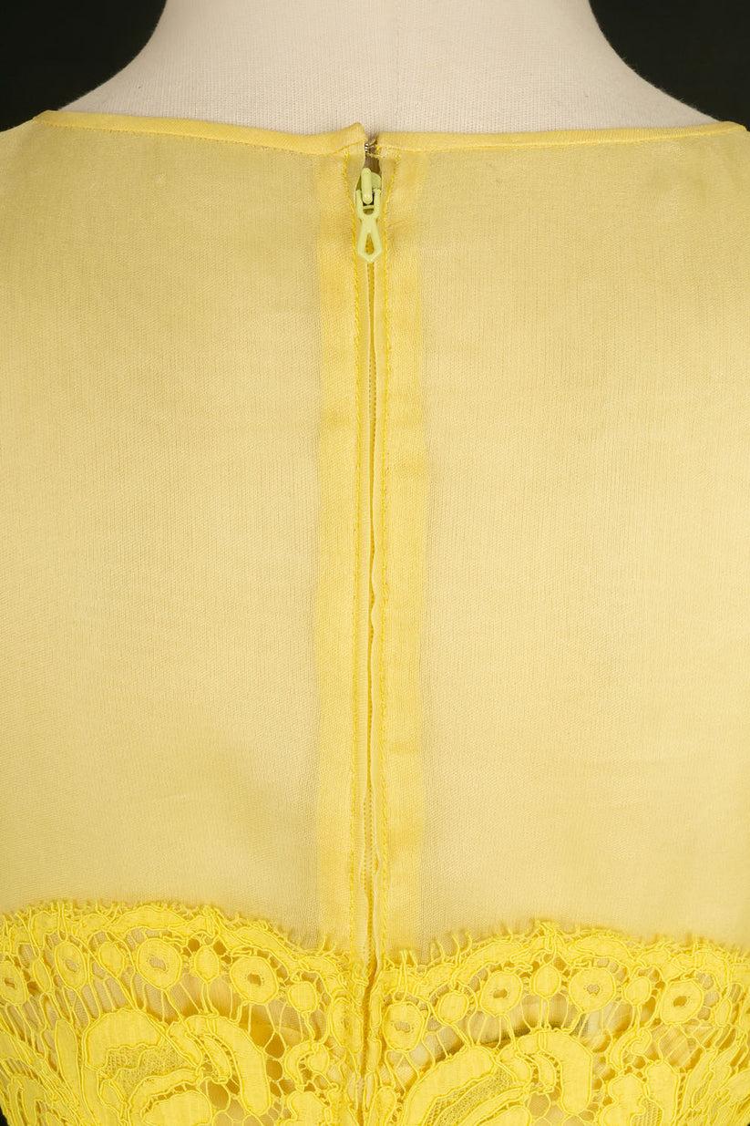 Rochas Organza and Yellow Lace Dress For Sale 4