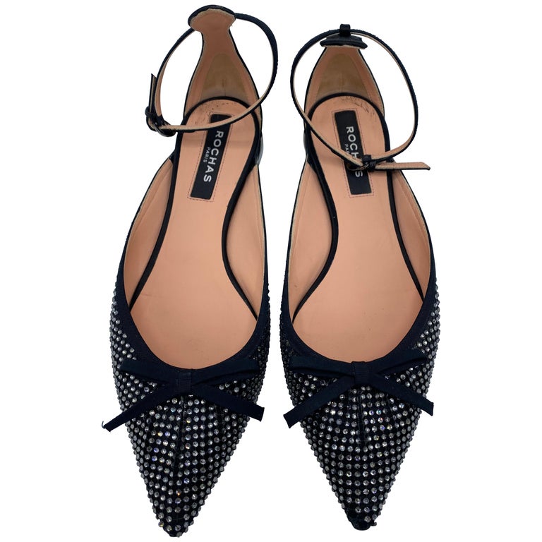 Rochas Paris Satin Grain and Black Pointed Toe Flats, Size 38.5 For Sale at  1stDibs | rochas flats, rochas shoes, satin pointed flats