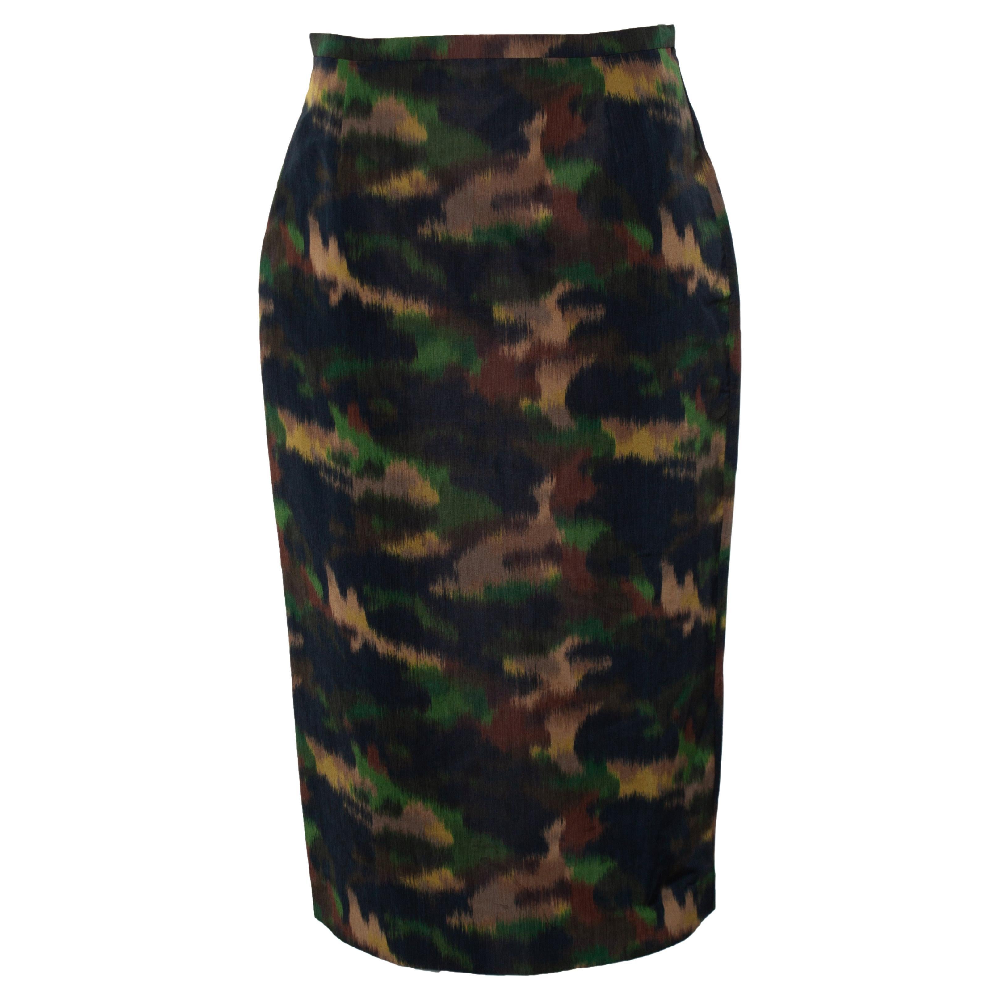 Rochas Paris, camouflage printed midi skirt
