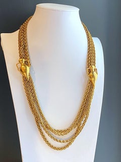 Rochas Paris Four Strand Necklace with Amphora Vase Accents, 1980s