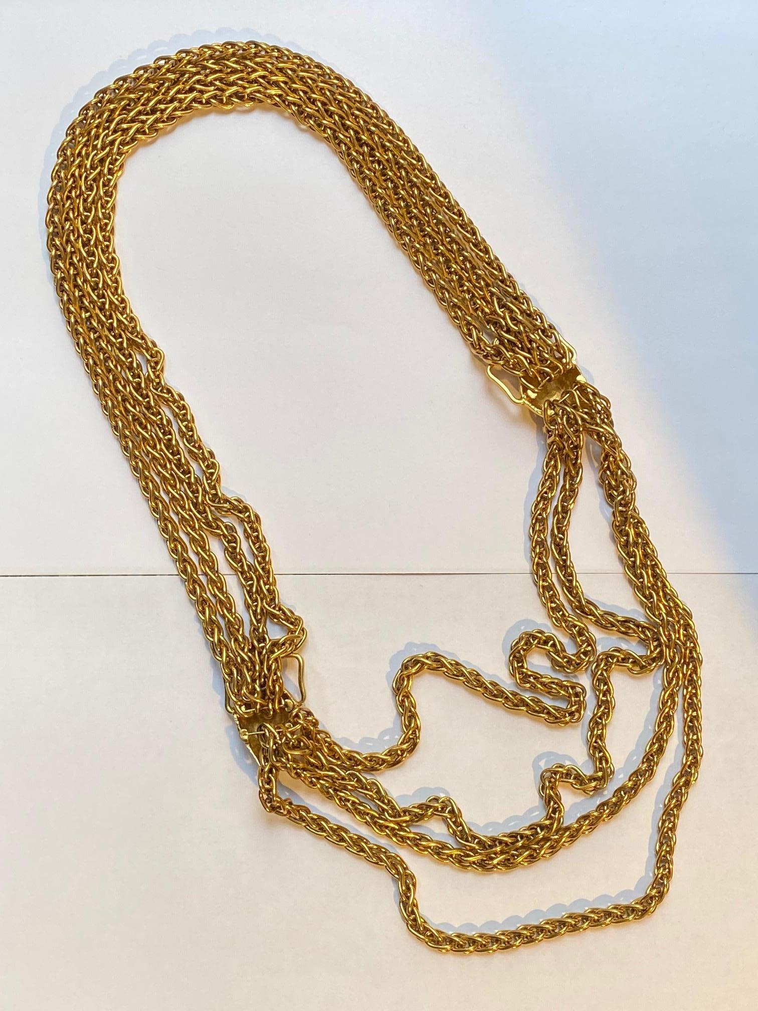 Rochas Paris Four Strand Necklace with Amphora Vase Accents, 1980s In Excellent Condition In New York, NY