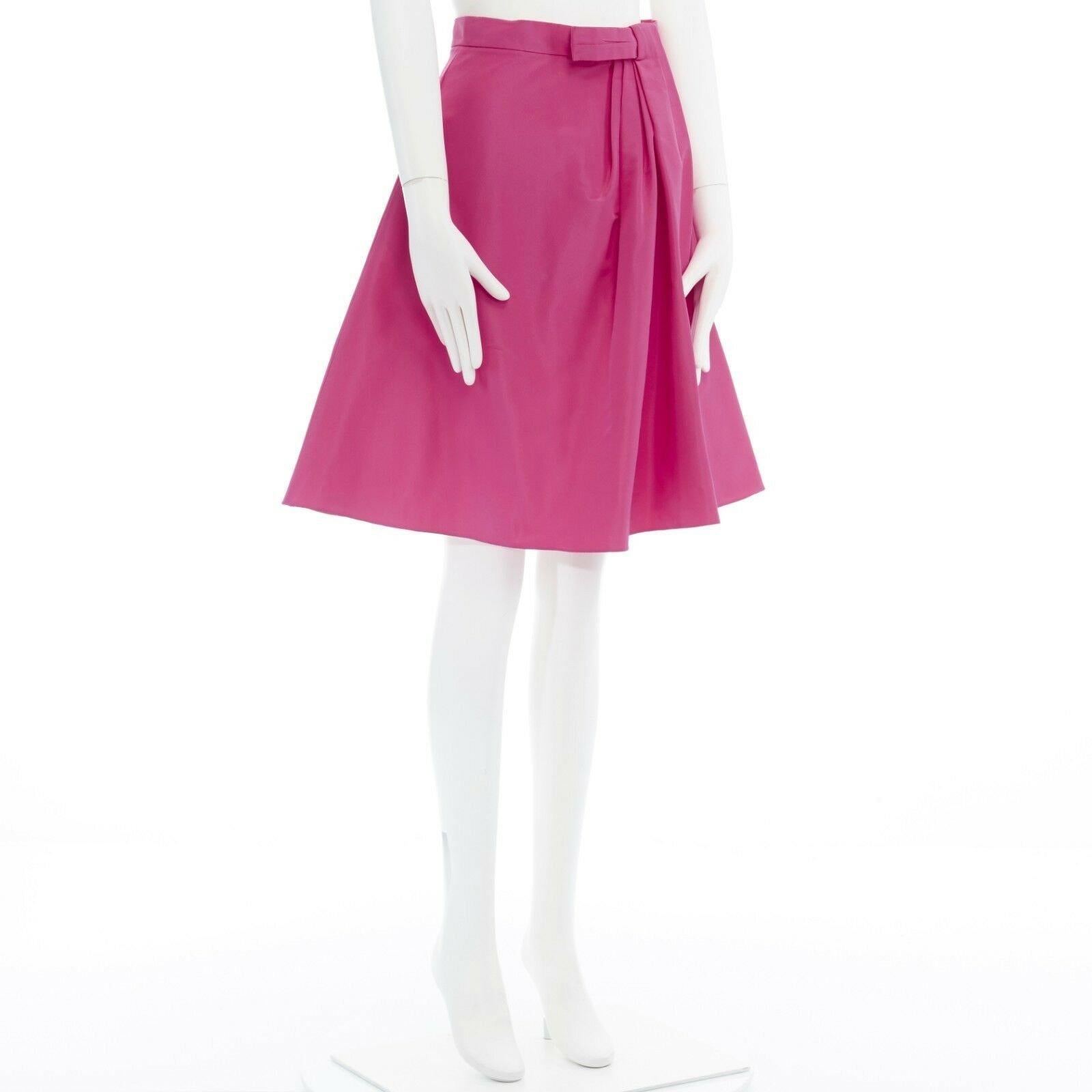 ROCHAS pink polyester silk blend decorative bow waist flared knee skirt IT38 25