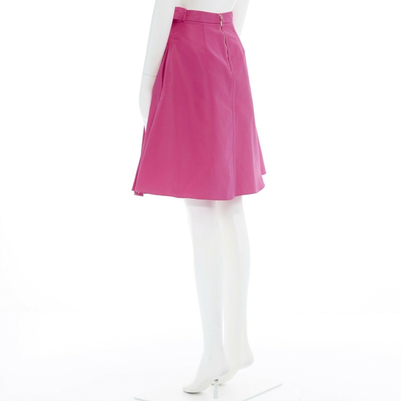 Pink ROCHAS pink polyester silk blend decorative bow waist flared knee skirt IT38 25