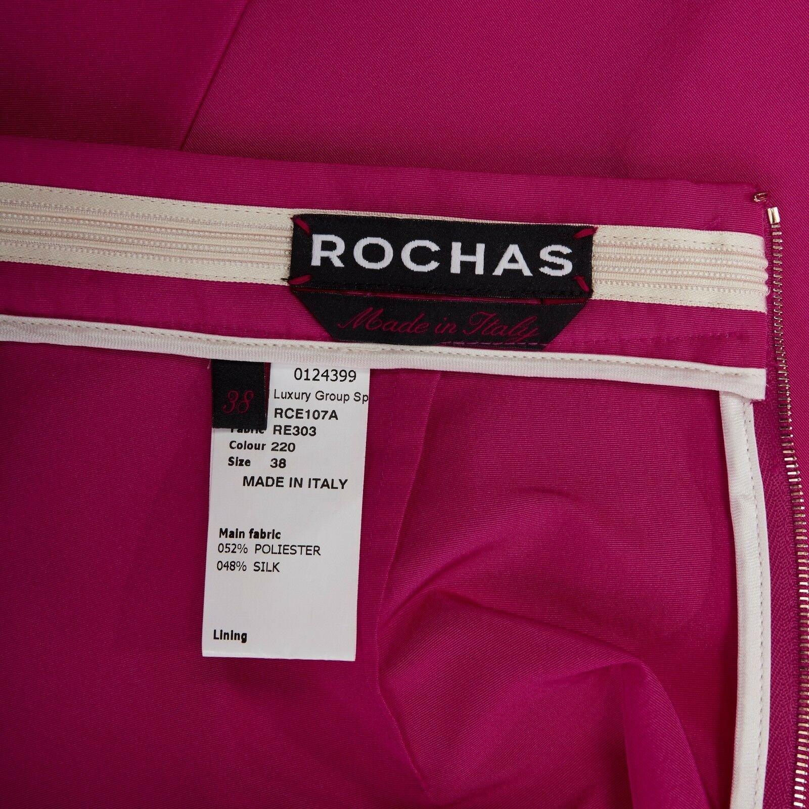 ROCHAS pink polyester silk blend decorative bow waist flared knee skirt IT38 25