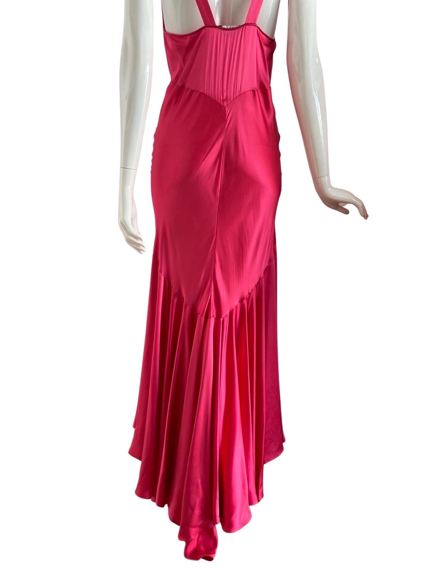 Vestido sirena de satén de seda rosa de Rochas en Bueno estado para la venta en Miami, FL