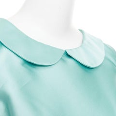 ROCHAS RCA421A mint green silk satin peter pan collar skater dress IT42 M