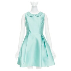 ROCHAS RCA421A mint green silk satin peter pan collar skater dress IT42 M