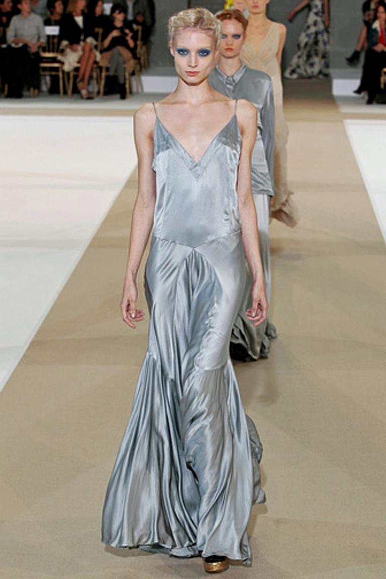 Women's Rochas Runway 1930's Inspired Harlowesque Bias Cut Dress Gown 