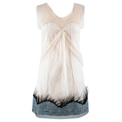 Rochas Silk-blend Sequin & Feather Embellished Hem Dress - Size US 4