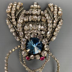 ROCHAS Silver Rhinestones Bee Brooch Pin