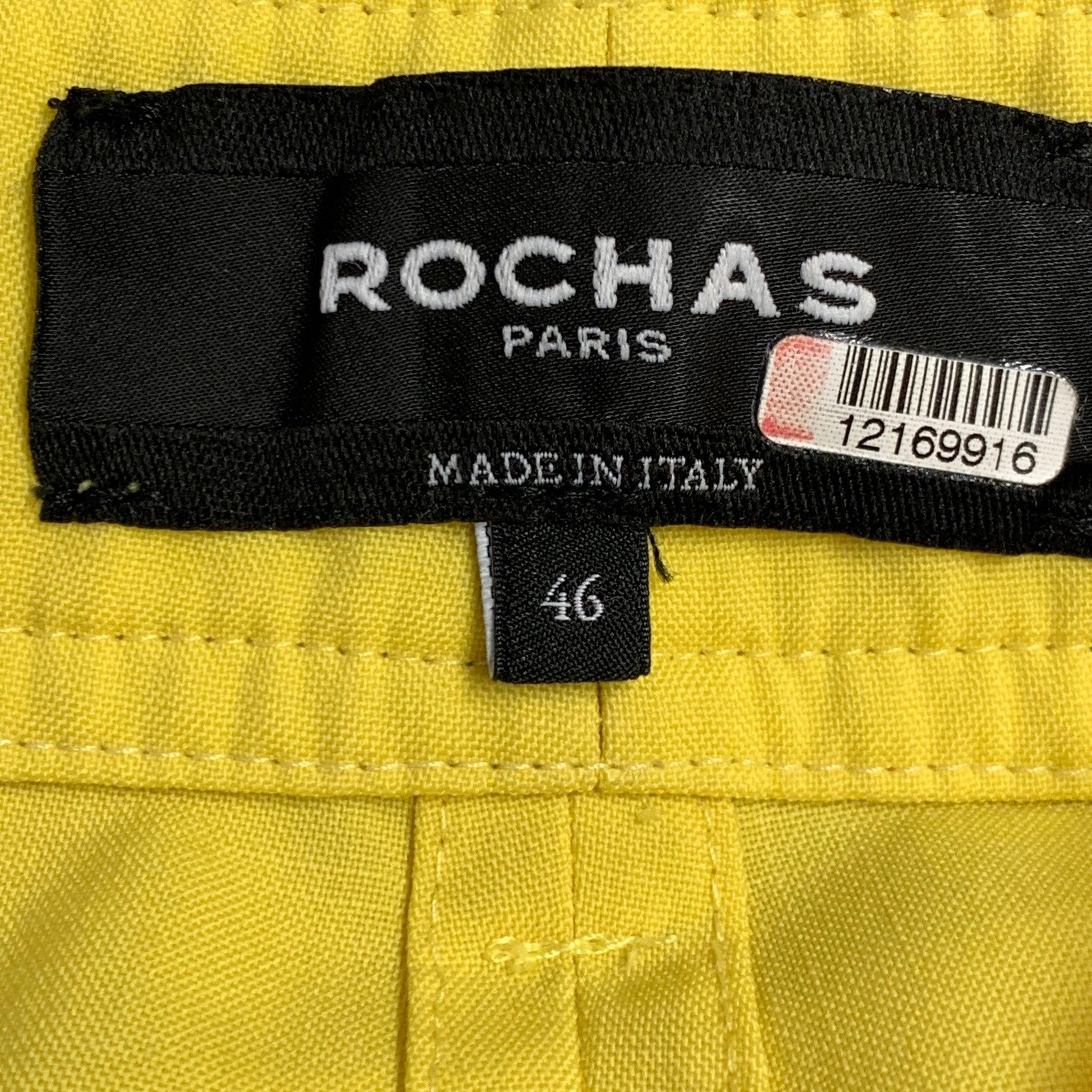 ROCHAS Size 10 Neon Yellow Wool Cuff Casual Pants For Sale 2