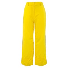 Rochas - Pantaloni casual con polsino in lana giallo neon taglia 10