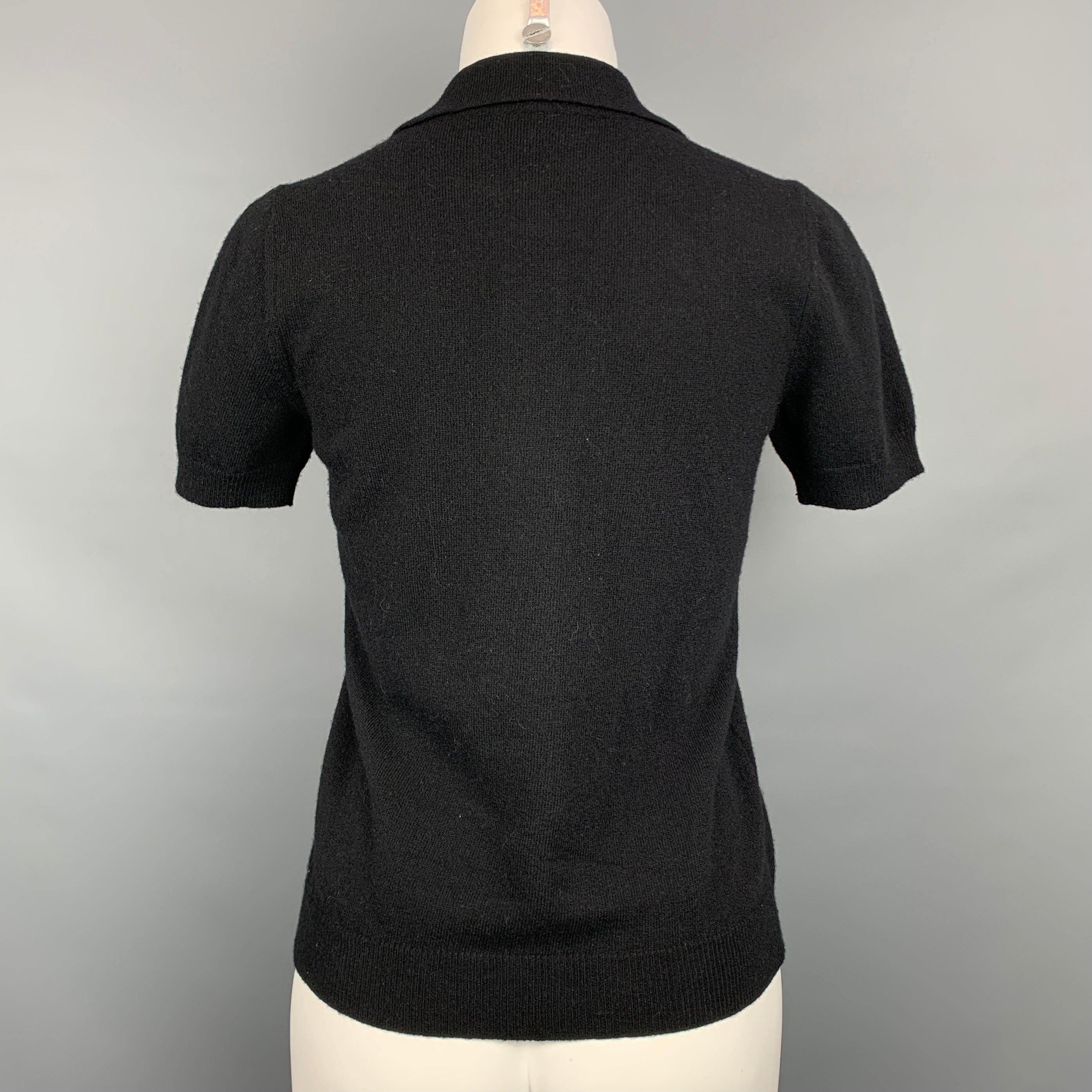 ROCHAS Size 4 Black Wool Buttoned Polo Shirt In Good Condition For Sale In San Francisco, CA