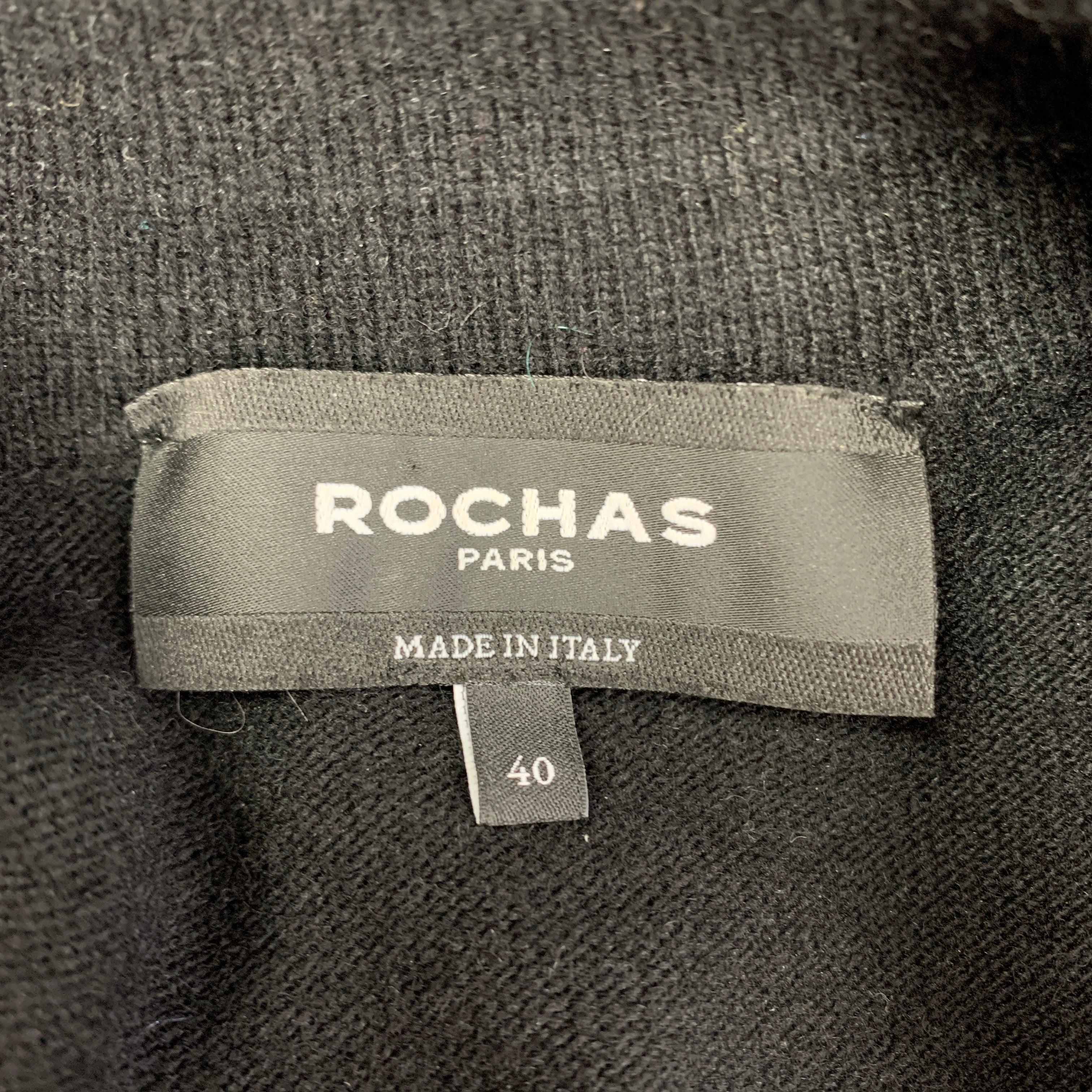 ROCHAS Polo boutonné en laine noire taille 4 en vente 1