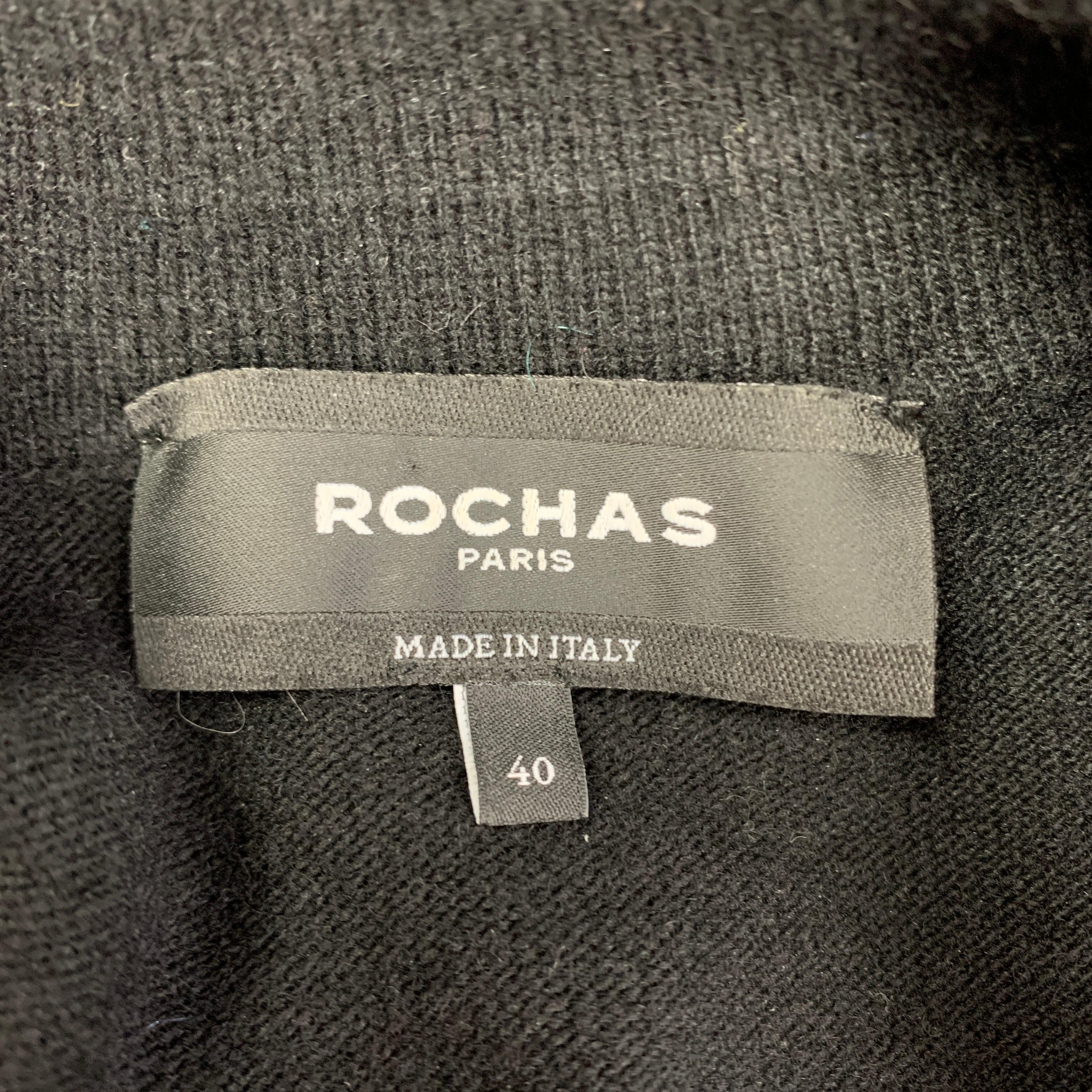 Women's ROCHAS Size 4 Black Wool Buttoned Polo Shirt