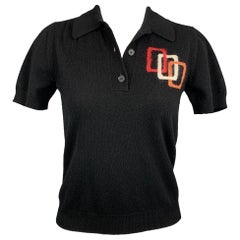 ROCHAS Size 4 Black Wool Buttoned Polo Shirt